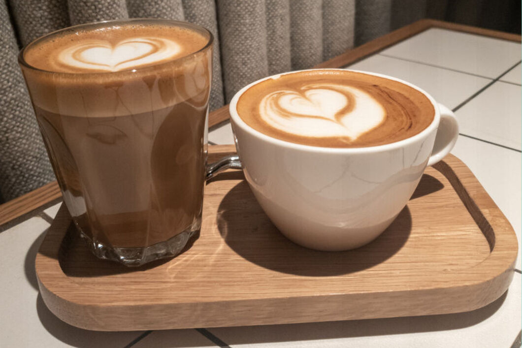 one latte and one flat white