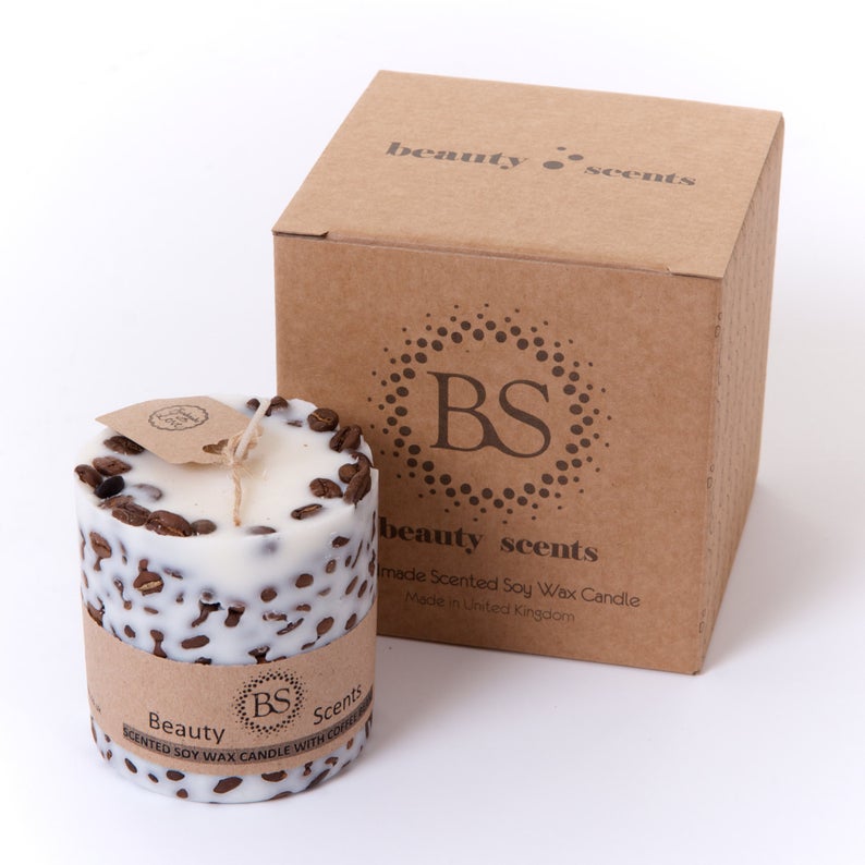 BeautyScentsUK Handmade Scented Natural Candle With Coffee Beans
