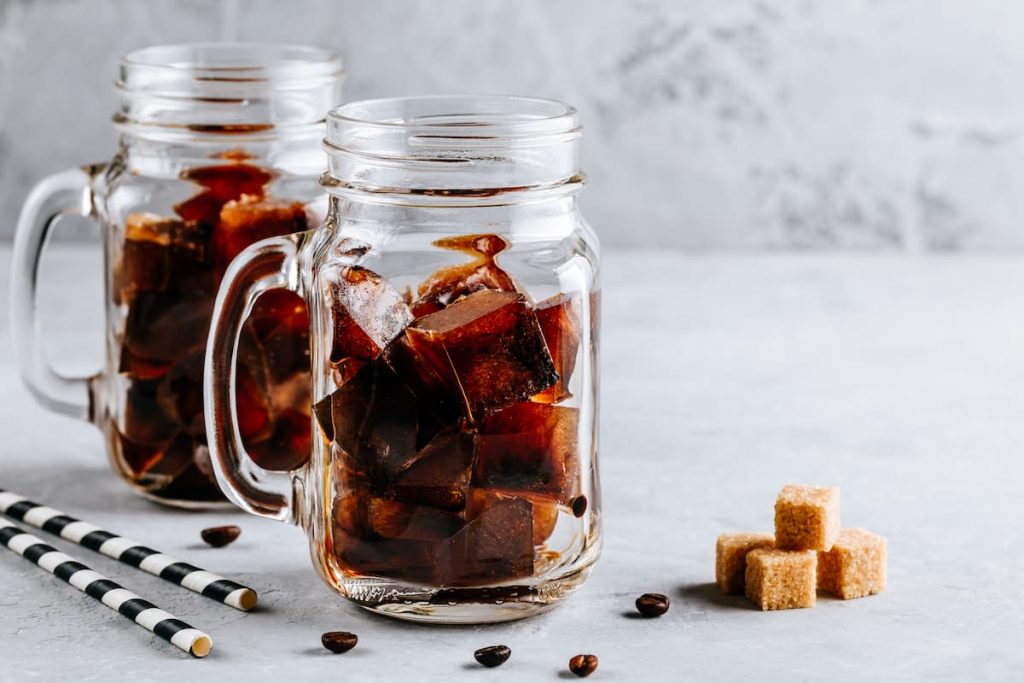 Coffee Ice Cubes in Mason Jar