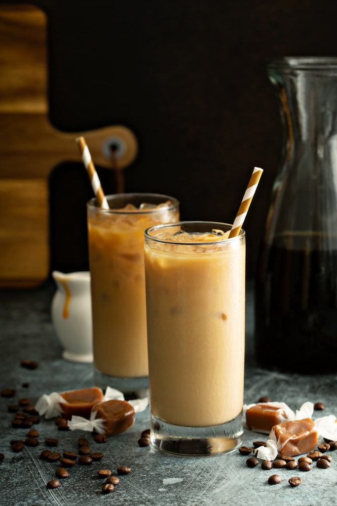 Cold brew iced coffee in tall glasses
