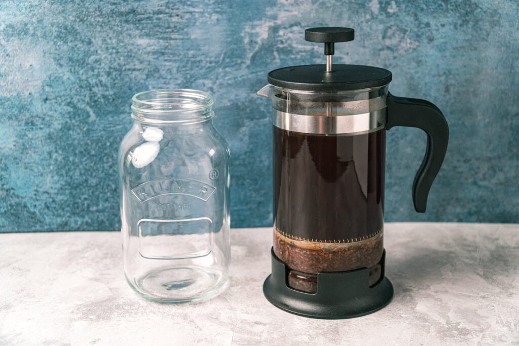 Strain the French Press Cold Brew into a jug